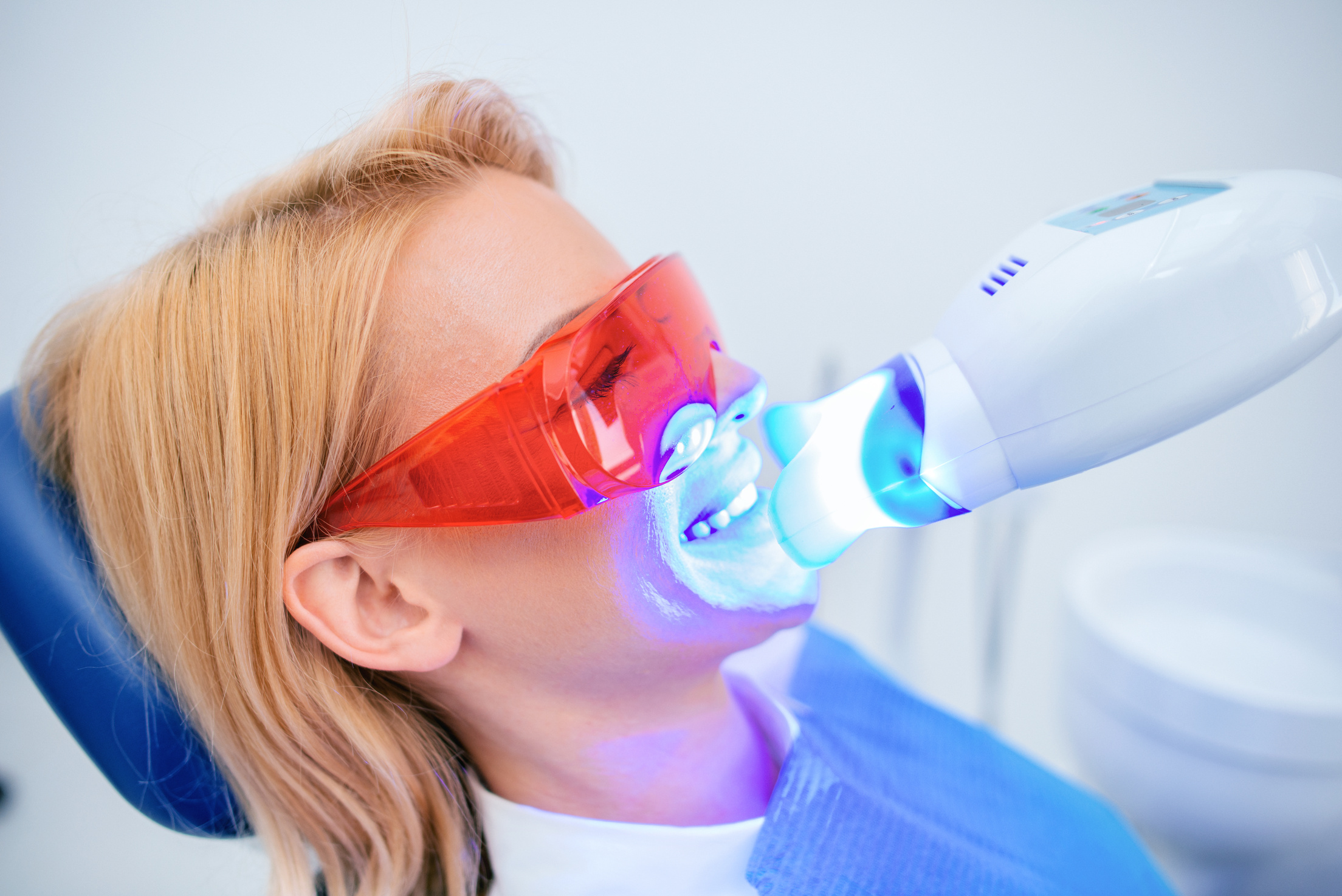 Dentistry dentist working teeth whitening dental medical process
